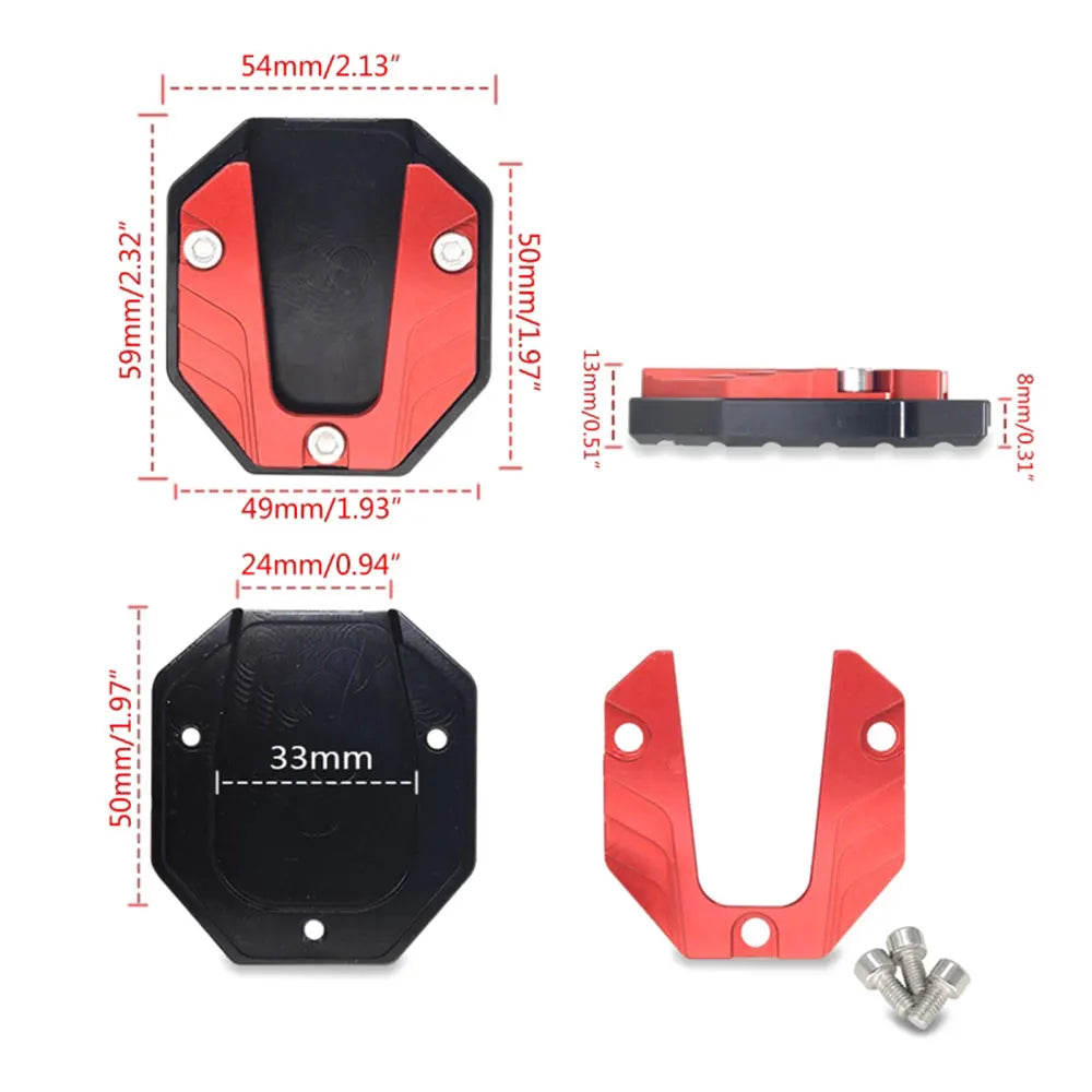 Universal Scooter Motorcycle Bike Kickstand Extender Foot Side Stand Extension Pad Support Plate Anti-skid Enlarged Base Leedoar