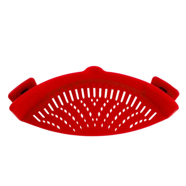 Universal Silicone Clip on Pan Pot Strainer Anti Spill Pasta Pot Strainer Food Grade Fruit Colander for Pasta Fruit Vegetable Leedoar