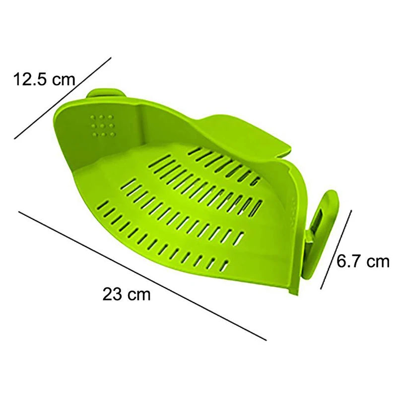 Universal Silicone Clip on Pan Pot Strainer Anti Spill Pasta Pot Strainer Food Grade Fruit Colander for Pasta Fruit Vegetable Leedoar