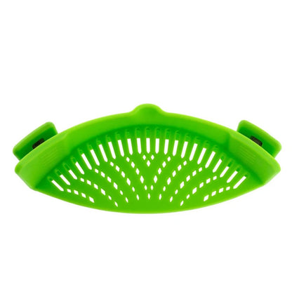 Universal Silicone Clip on Pan Pot Strainer Anti Spill Pasta Pot Strainer Food Grade Fruit Colander for Pasta Fruit Vegetable Leedoar