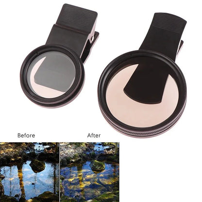 Universal With Clip Portable Professional Phone Polarizer Wide Angle Lens 37/52MM CPL Filter Circular Camera Black Accessories Leedoar