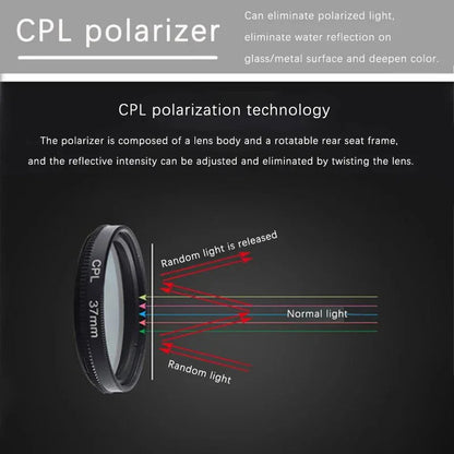 Universal With Clip Portable Professional Phone Polarizer Wide Angle Lens 37/52MM CPL Filter Circular Camera Black Accessories Leedoar