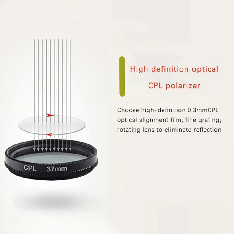 Universal With Clip Portable Professional Phone Polarizer Wide Angle Lens 37/52MM CPL Filter Circular Camera Black Accessories Leedoar