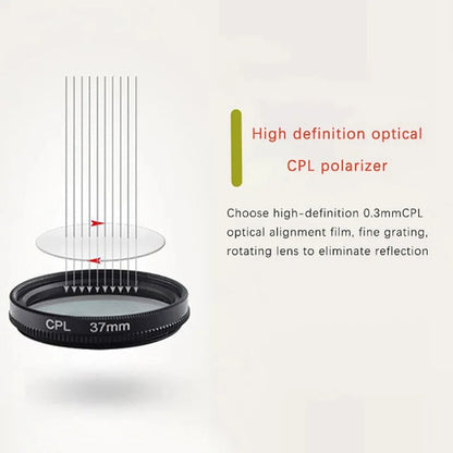 Universal With Clip Portable Professional Phone Polarizer Wide Angle Lens 37/52MM CPL Filter Circular Camera Black Accessories Leedoar