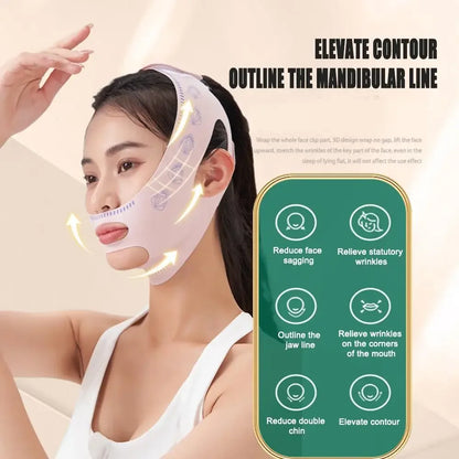 V Face Breathable Band Cheek Lift Up Face Thin Mask Reduce Double Chin V-Line Shaping Bandage Anti Wrinkle Face Bandage Leedoar