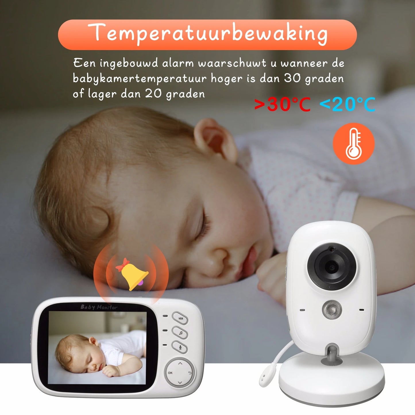 VB603 Baby Monitor 2.4G Wireless with 3.2 Inches LCD 2 Way Audio Talk Night Vision Surveillance Security Camera Babysitter Leedoar