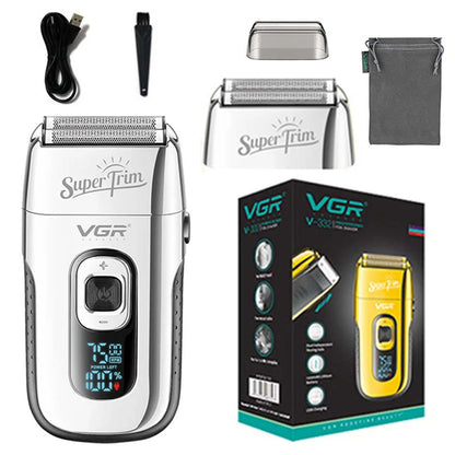 VGR 3-Speed Rechargeable Beard Electric Shaver For Men Hair Razor Bald Head Fade Shaving Machine Finishing Tool With Extra Mesh Leedoar