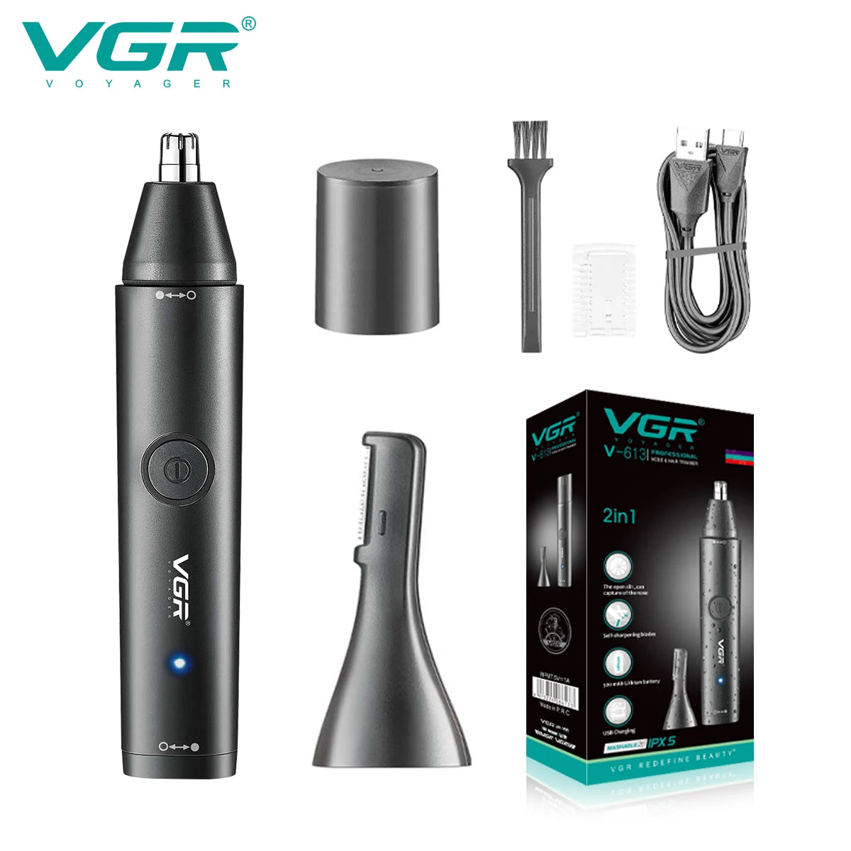 VGR Nose Hair Trimmer Nose and Ear Hairs Trimmer Professional Rechargeable Electri Mini Nose Clipper Trimmer for Men V-613 Leedoar