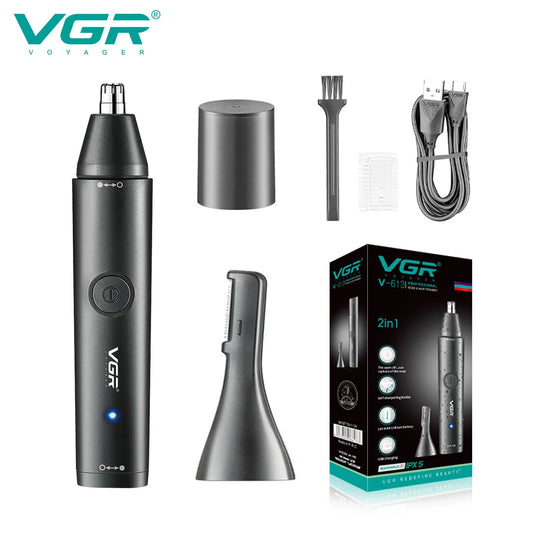 VGR Recortador de vello nasal, recortador de vello nasal y de orejas, profesional, recargable, eléctrico, mini, para hombres, V-613 