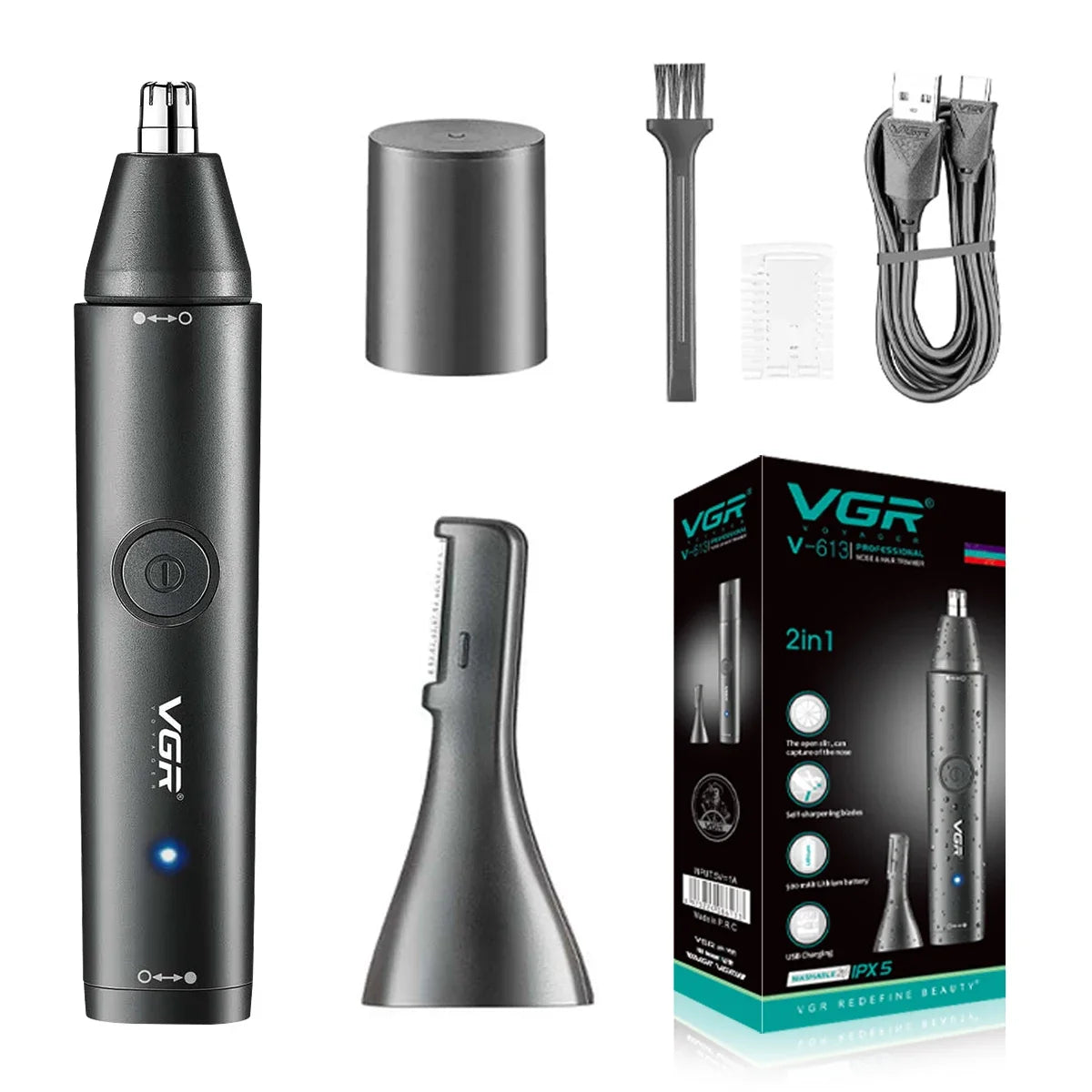 VGR Nose Hair Trimmer Nose and Ear Hairs Trimmer Professional Rechargeable Electri Mini Nose Clipper Trimmer for Men V-613 Leedoar