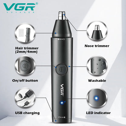 VGR Nose Hair Trimmer Nose and Ear Hairs Trimmer Professional Rechargeable Electri Mini Nose Clipper Trimmer for Men V-613 Leedoar