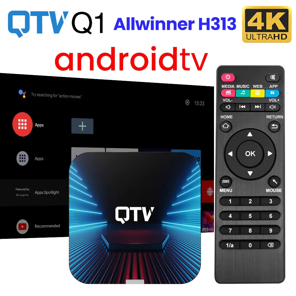 VONTAR QTV Q1 TV Box Android 10 Allwinner H313 2GB 16GB Support 4K H.265 2.4G Wifi TV Dongle Media Player Set Top Box 1GB 8G Leedoar