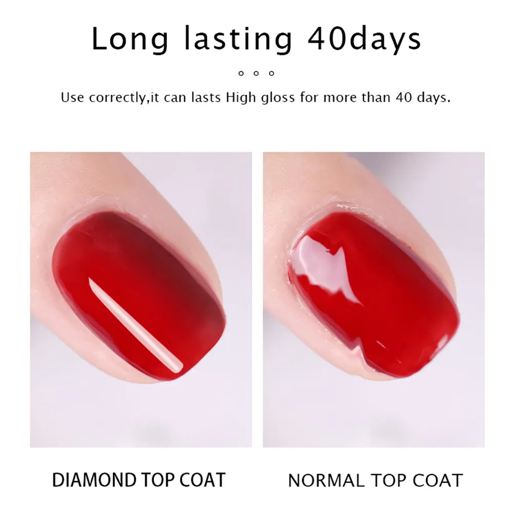 Vendeeni 15ml Diamond Top Coat For Gel Nail Polish Reinforce Long Lasting UV Soak Off Gel Varnish High Light Nail Art Primer Gel Leedoar