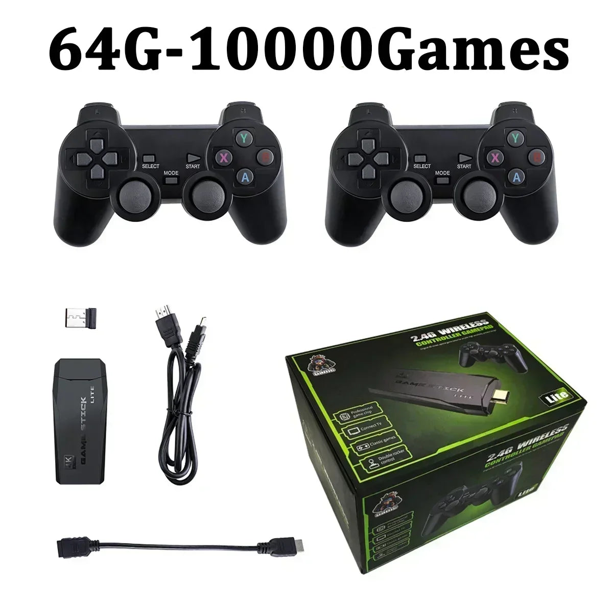 Video Game Sticks M8 Console 2.4G Dual Wireless Controller Game Stick 4K 10000 jogos 64GB Retro jogo para Dropshipping presente de Natal 