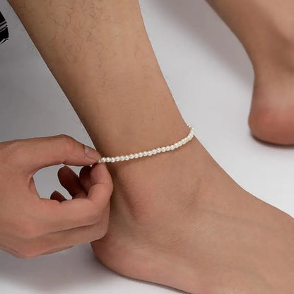 Vintage Imitation Pearl Chain Anklets Women Lady High Heel Ankle Bracelet Barefoot Sandals Prom Foot Party Jewelry Leedoar