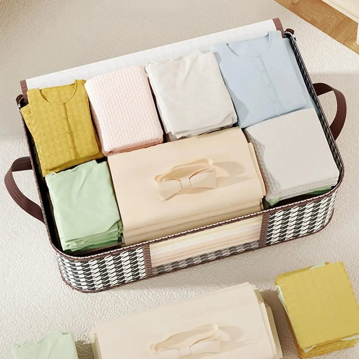 Visible Large Capacity Storage Box Portable Household Clothes Organizer With Handles Foldable Dustproof Quilt Zipper Container Leedoar