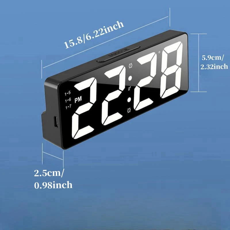 Voice Control Digital Alarm Clock Temperature Date 2 Alarm Snooze Night Mode Table Clock 12/24H USB Plug-in Always On LED Clock Leedoar