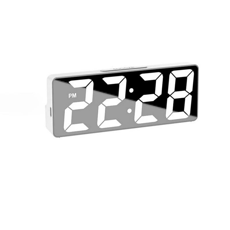 Voice Control Digital Alarm Clock Temperature Date 2 Alarm Snooze Night Mode Table Clock 12/24H USB Plug-in Always On LED Clock Leedoar