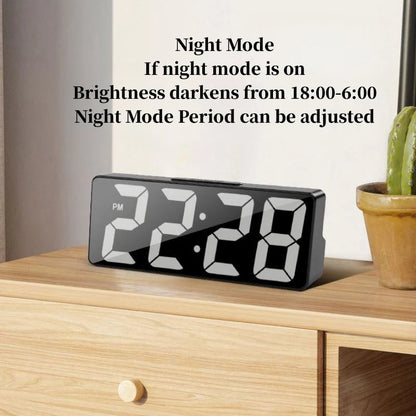 Voice Control Digital Alarm Clock Temperature Date 2 Alarm Snooze Night Mode Table Clock 12/24H USB Plug-in Always On LED Clock Leedoar