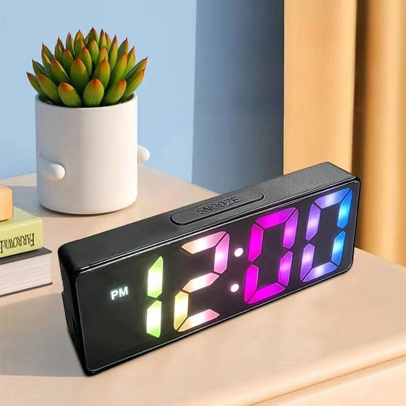 Voice Control Digital Alarm Clock Temperature Date 2 Alarm Snooze Night Mode Table Clock 12/24H USB Plug-in Always On LED Clock Leedoar