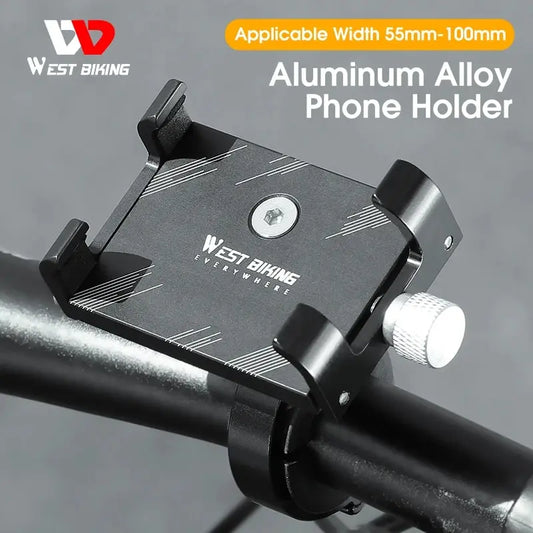 WEST BIKING Suporte de telefone para ciclismo, leve, liga de alumínio, guidão de bicicleta, suporte para telefone, acessórios para bicicleta de estrada MTB 