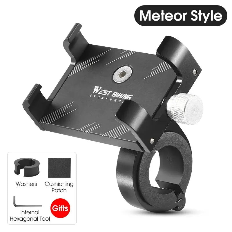 WEST BIKING Cycling Phone Holder Lightweight Aluminum Alloy Bike Handlebar Phone Bracket Phone Mount MTB Road Bike Accessories Leedoar