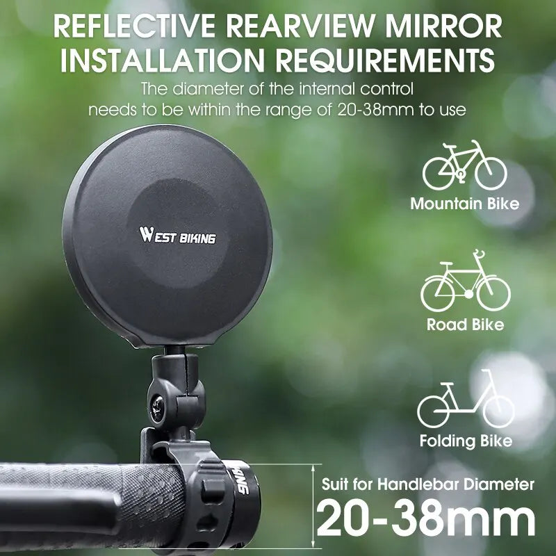 WEST BIKING Universal Bike Rearview Mirror 360 Degree Adjustable Rear View Mirror Cycling Accessories Bicycle Handlebar Mirrors Leedoar