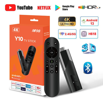 WIFI ATV 2.4G 5.8G TV Stick Android 13 Allwinner H618 4K HDR10+ 3D Voice Remote For Google YouTube NETFLIX Network Media Player Leedoar