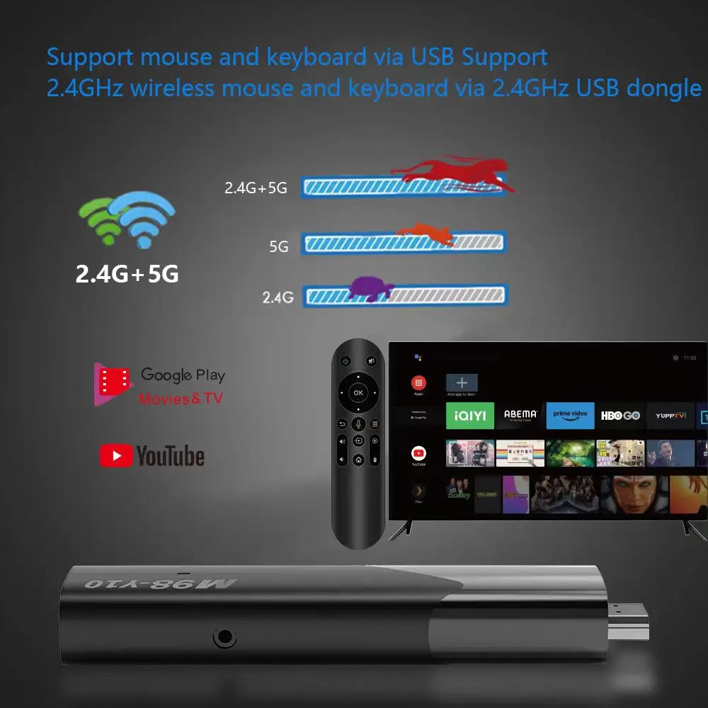 WIFI ATV 2.4G 5.8G TV Stick Android 13 Allwinner H618 4K HDR10+ 3D Voice Remote For Google YouTube NETFLIX Network Media Player Leedoar