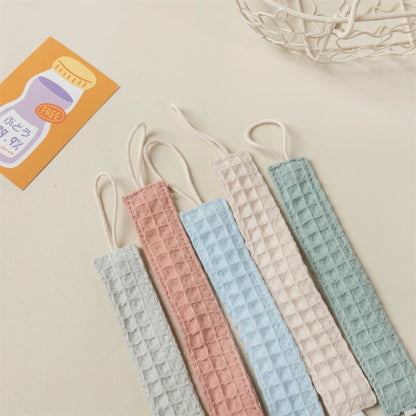 Waffle Cotton Baby Pacifier Clips Beech Chain Newborn Nipple Holder Teether Toys Dummy Soother Chain Baby Shower Gift 12 Colors Leedoar