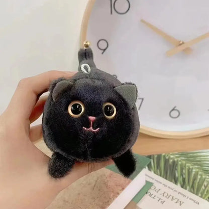 Wagging Tail Cute Cat Toy Plush Doll Key Rings Door And Bag Pendant Cartoon Animal Cat Fashion Girls Keychain Chains Women Gift Leedoar