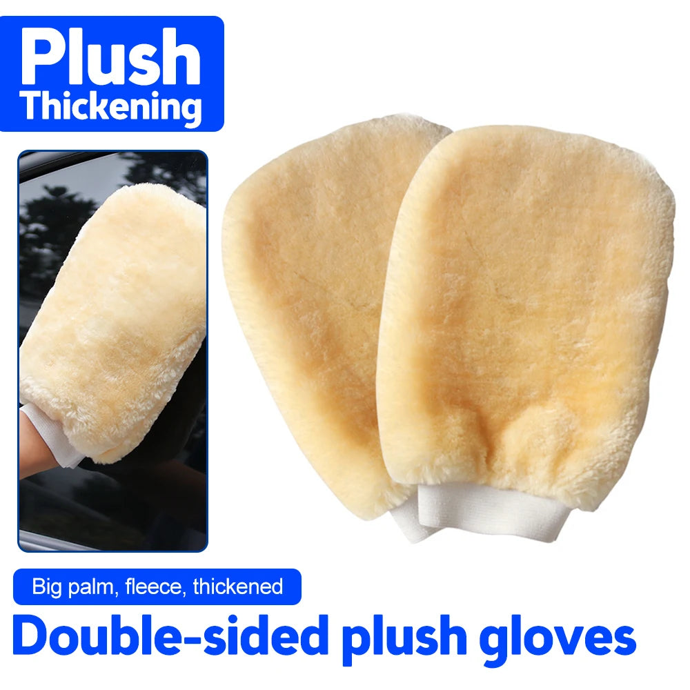 Washing Gloves Artificial Wool Water Absorption Car WashFiber Automotive Cleaning Cloth Towel Auto Care Double-faced Glove Leedoar