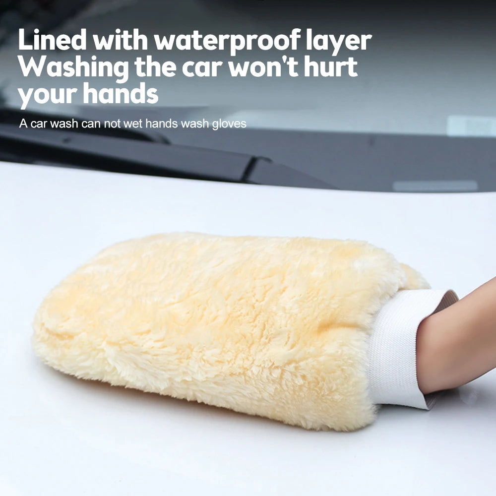 Washing Gloves Artificial Wool Water Absorption Car WashFiber Automotive Cleaning Cloth Towel Auto Care Double-faced Glove Leedoar