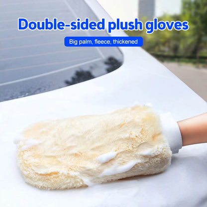 Washing Gloves Artificial Wool Water Absorption Car WashFiber Automotive Cleaning Cloth Towel Auto Care Double-faced Glove Leedoar