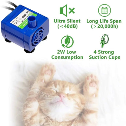 Water Pump LED Light Pet Cat Water Fountain Motor Replacement for Cat Flowers Drinking Bowl Dispenser Pet Accessories