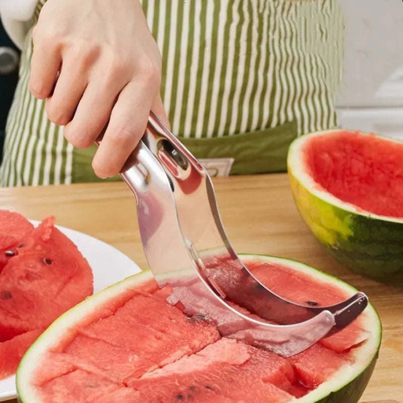 Watermelon Slicer Stainless Steel Windmill Watermelon Cutter Kitchen Fruit Slicer Cutter Tool Watermelon Digger Fruit Divider Leedoar