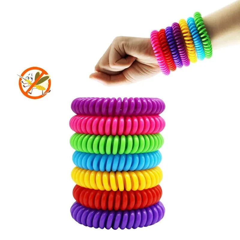 Waterproof DEET Free Citronella Mosquito Wristband Bracelets 10 Pack with 6 Patches for Kids Adults Outdoor and Indoor Leedoar