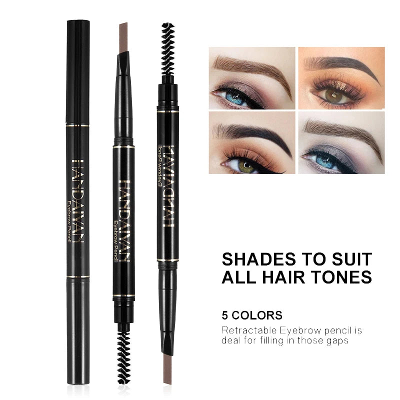 Waterproof Eyebrow Pencil Dark Brown, Premium Eye Brow Pencil Brn with Spoolie Brush, Longwearing for Perfect Brows Leedoar