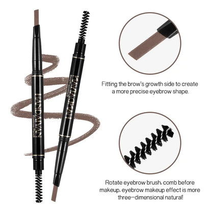 Waterproof Eyebrow Pencil Dark Brown, Premium Eye Brow Pencil Brn with Spoolie Brush, Longwearing for Perfect Brows Leedoar