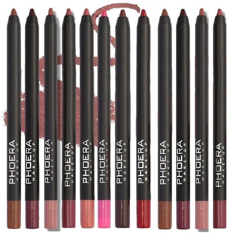 Waterproof Matte Lipliner Pencil Sexy Red Contour Tint Lipstick Lasting Non-stick Cup Moisturising Lips Makeup Cosmetic 12Color Leedoar