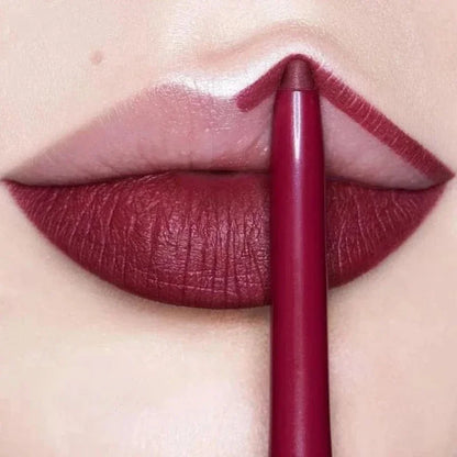 Waterproof Matte Lipliner Pencil Sexy Red Contour Tint Lipstick Lasting Non-stick Cup Moisturising Lips Makeup Cosmetic 12Color Leedoar