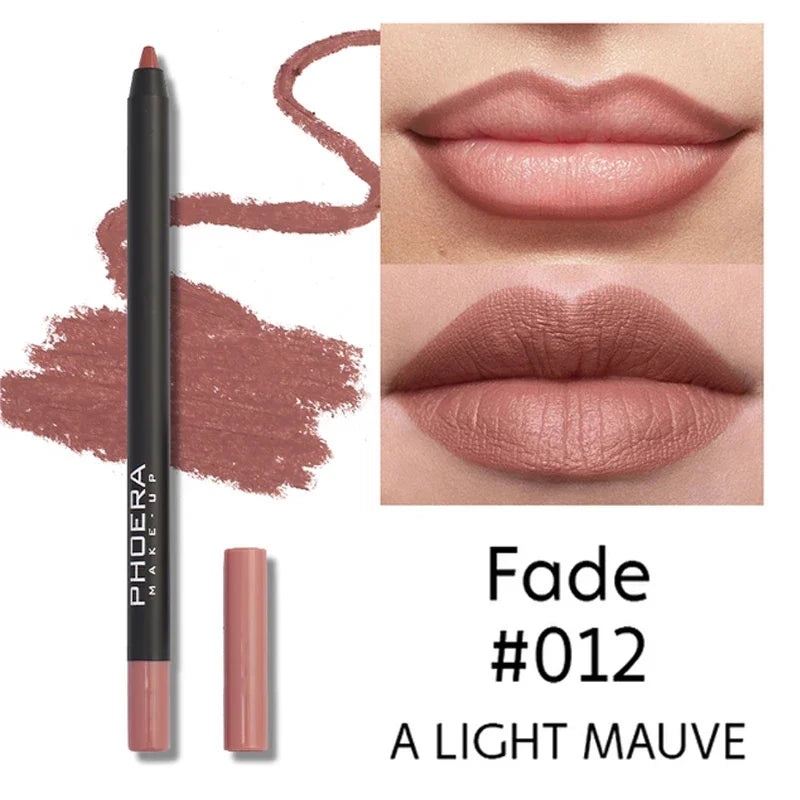 Waterproof Matte Lipliner Pencil Sexy Red Contour Tint Lipstick Lasting Non-stick Cup Moisturising Lips Makeup Cosmetic 12Color Leedoar