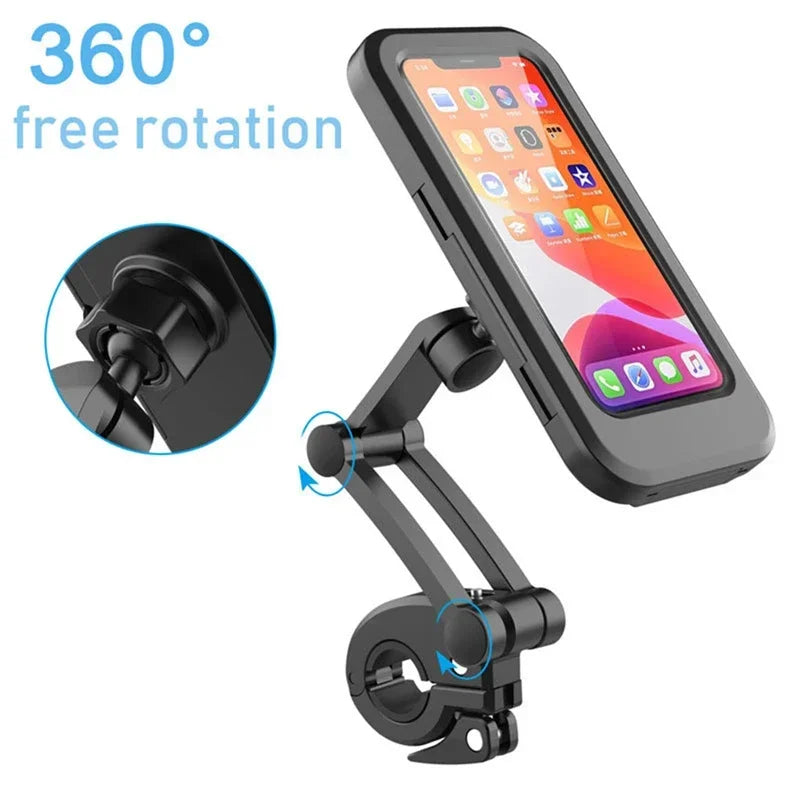 Waterproof Motorcycle Bike Mobile Phone Holder Support Universal Bicycle GPS 360° Swivel Adjustable Motorcycle Cellphone Holder Leedoar