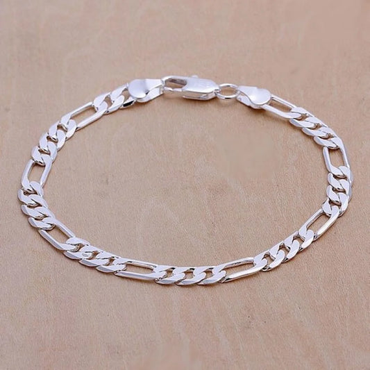 Bonito regalo de boda, cadena de 6 mm de color plateado, joyería para hombres y mujeres, hermosa pulsera de moda, envío gratis 