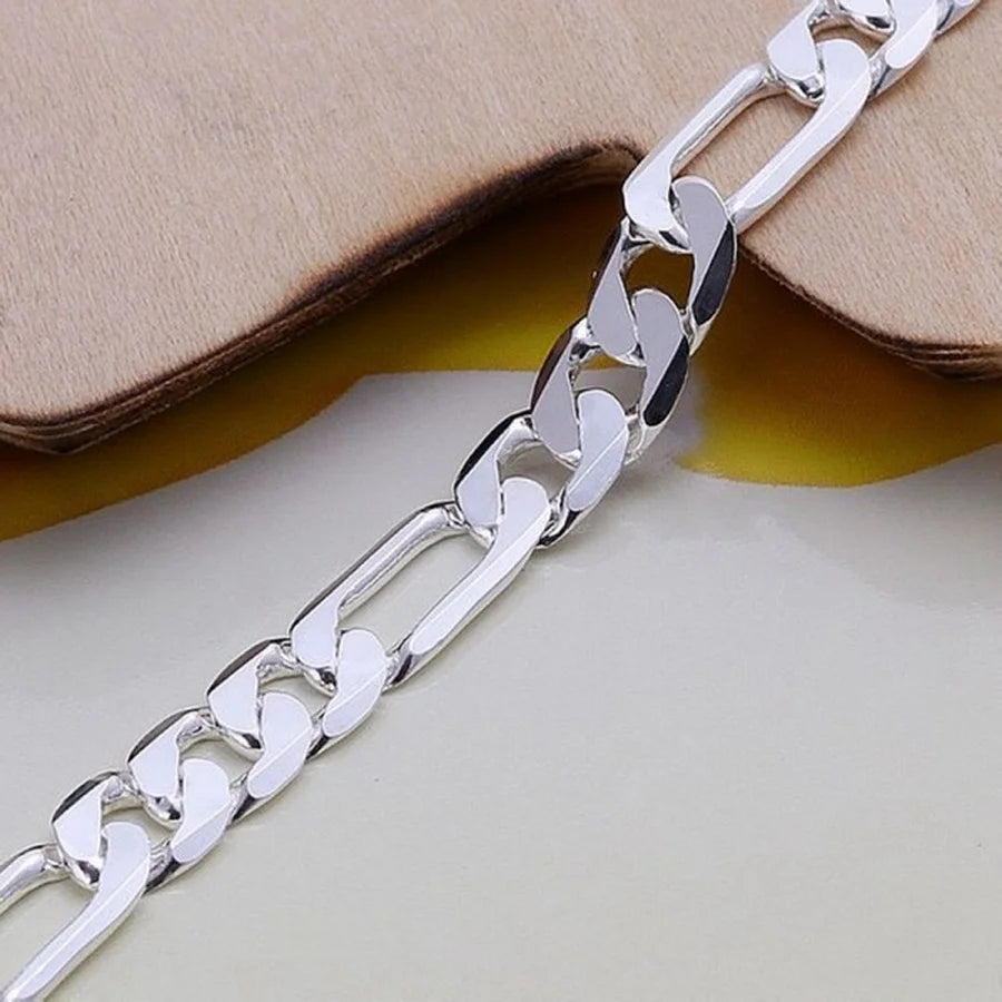 Wedding Nice Gift Silver Color 6MM Chain Men Women Jewelry Fashion Beautiful Bracelet Free Shipping Leedoar