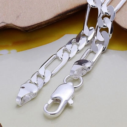 Wedding Nice Gift Silver Color 6MM Chain Men Women Jewelry Fashion Beautiful Bracelet Free Shipping Leedoar