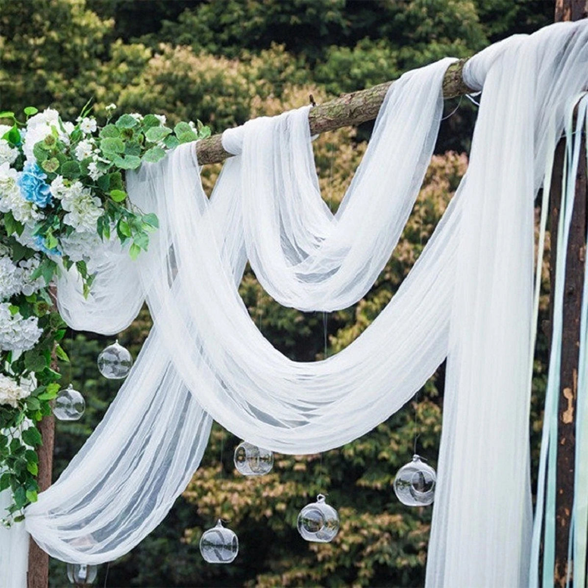 Rolo de tule para casamento, organza rústica para casamento, tecido transparente para decoração de festa de aniversário, arco de casamento, faixas de cadeira de organza 