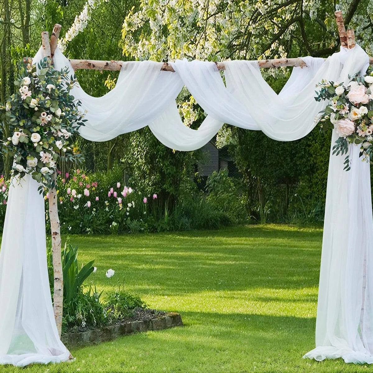 Rolo de tule para casamento, organza rústica para casamento, tecido transparente para decoração de festa de aniversário, arco de casamento, faixas de cadeira de organza 