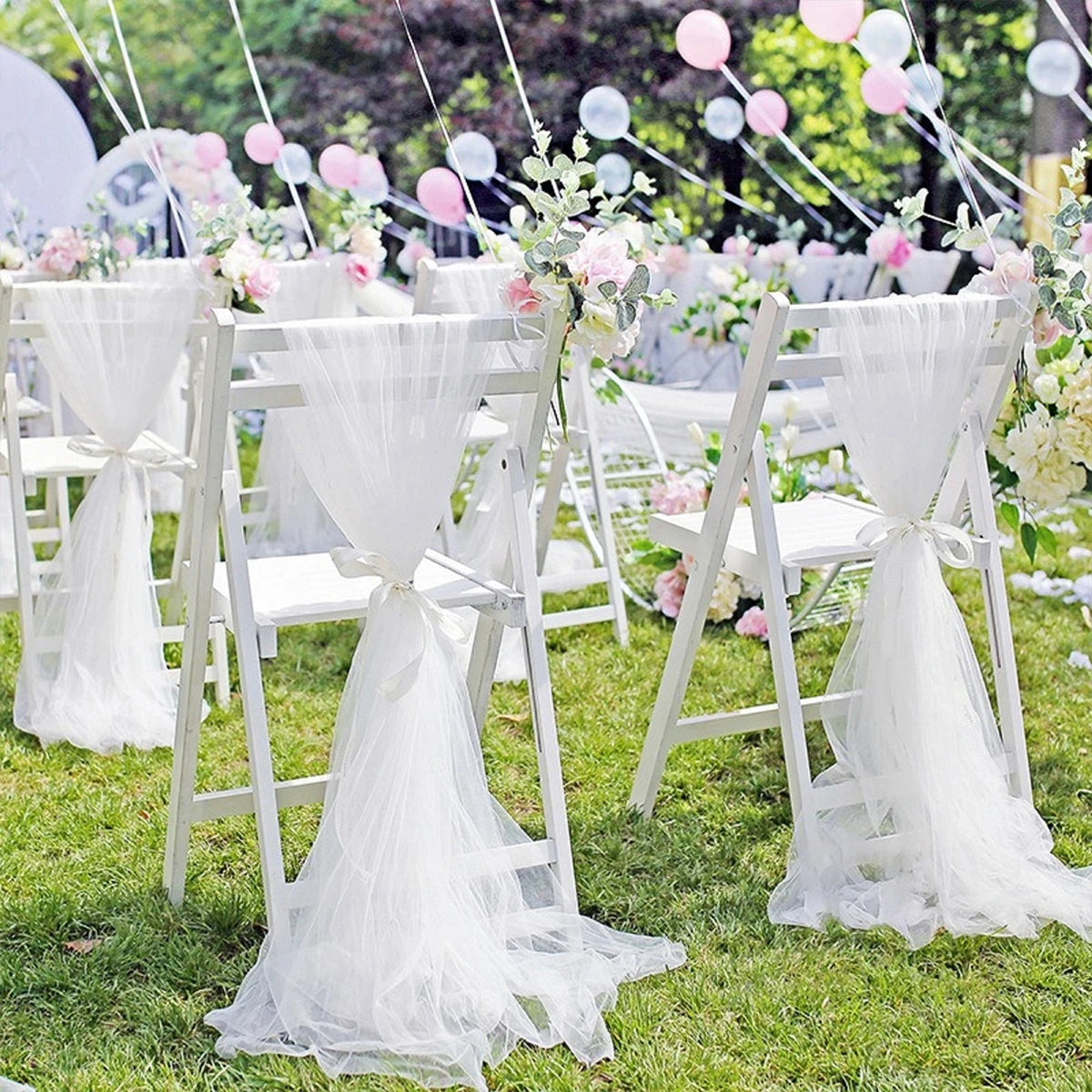 Rolo de tule para casamento, organza rústica para casamento, tecido transparente para decoração de festa de aniversário, arco de casamento, faixas de cadeira de organza 