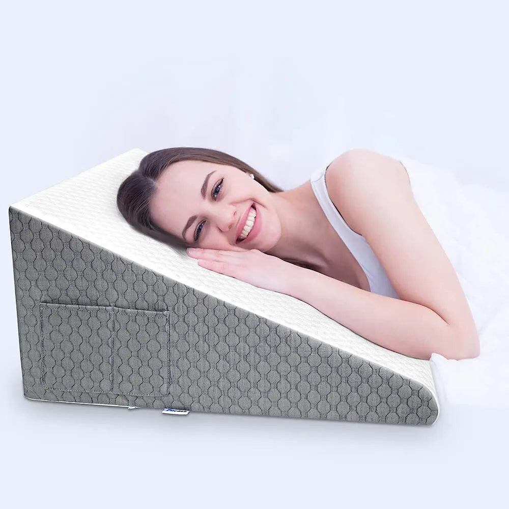 Wedge Pillow for Sleeping Acid Reflux After Surgery Triangle Elevated Pillow for Bedside Dormitory Office Air Layer Memory Foam Leedoar